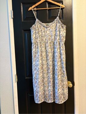 wild fable White Floral Midi Dress with Blue and Yellow Print